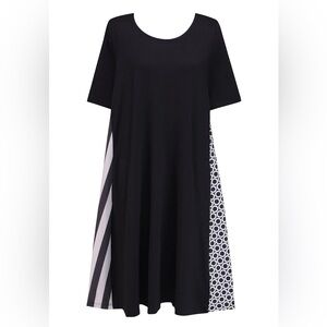 Alembika Tekbika Val Lagenlook Mixed Pattern Stretch Jersey Swing Dress 6/16-18